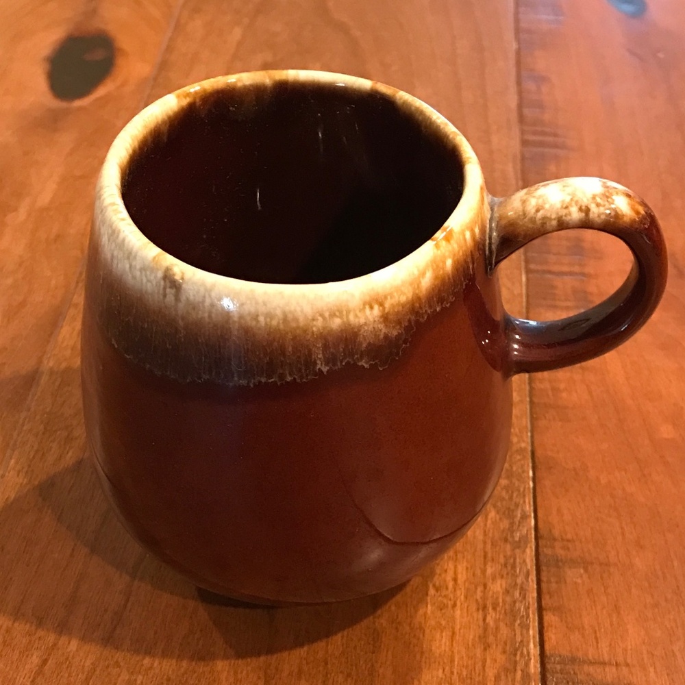 VINTAGE 1970 MCCOY 7025 BROWN DIP POTTERY MUG COFFEE CUP